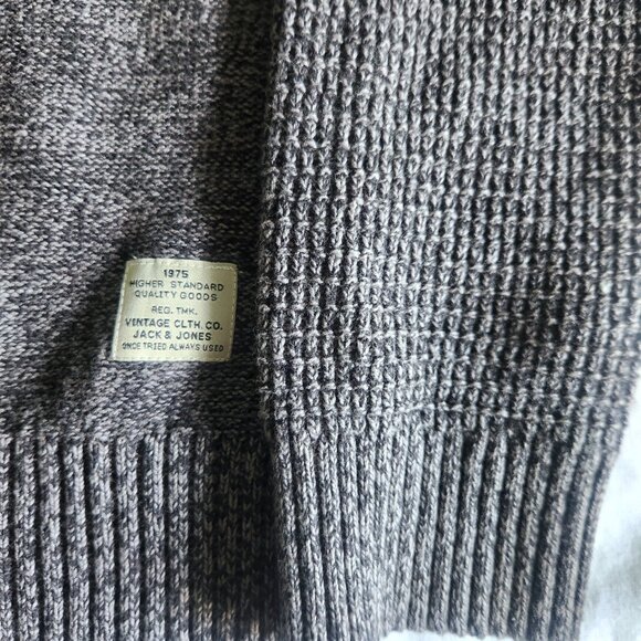 Jack & Jones Knit Sweater Size XL Knitted Grey Button High Neck Long Sleeve - Picture 3 of 10